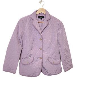 Talbots Pastel Purple Diamond Quilted Blazer Jacket Pockets Blazer Coat Womens 2